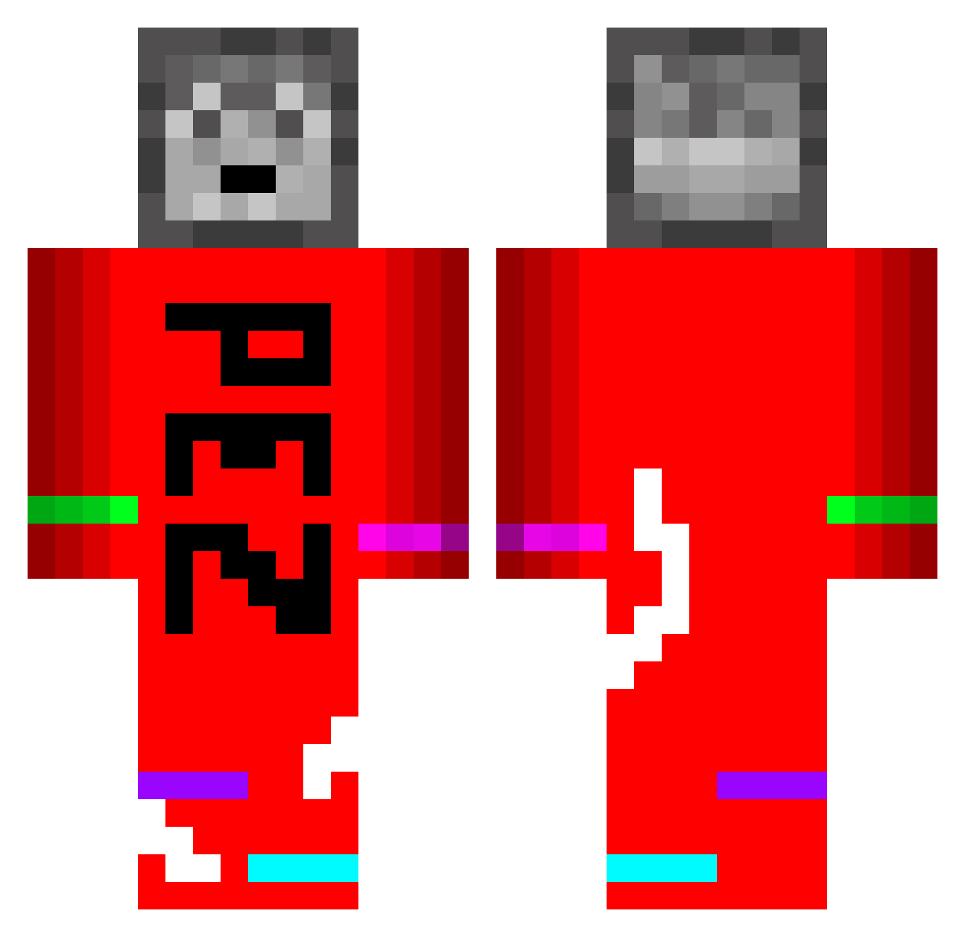 pez_dispenzer Minecraft skin, front and back view