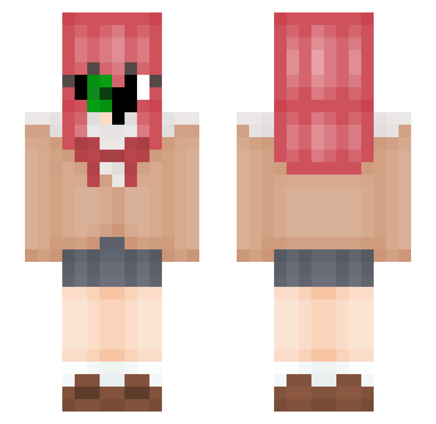 Picklechi Minecraft skin, front and back view