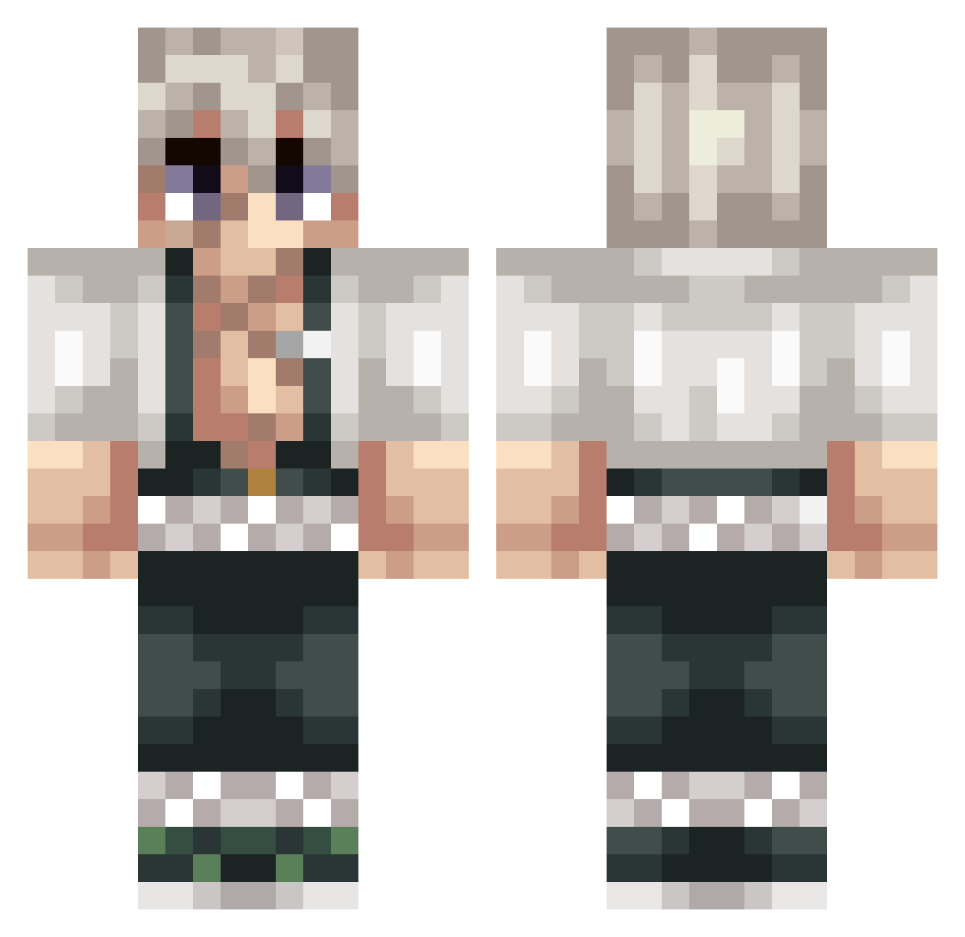 XSuperNovatoX Minecraft skin, front and back view