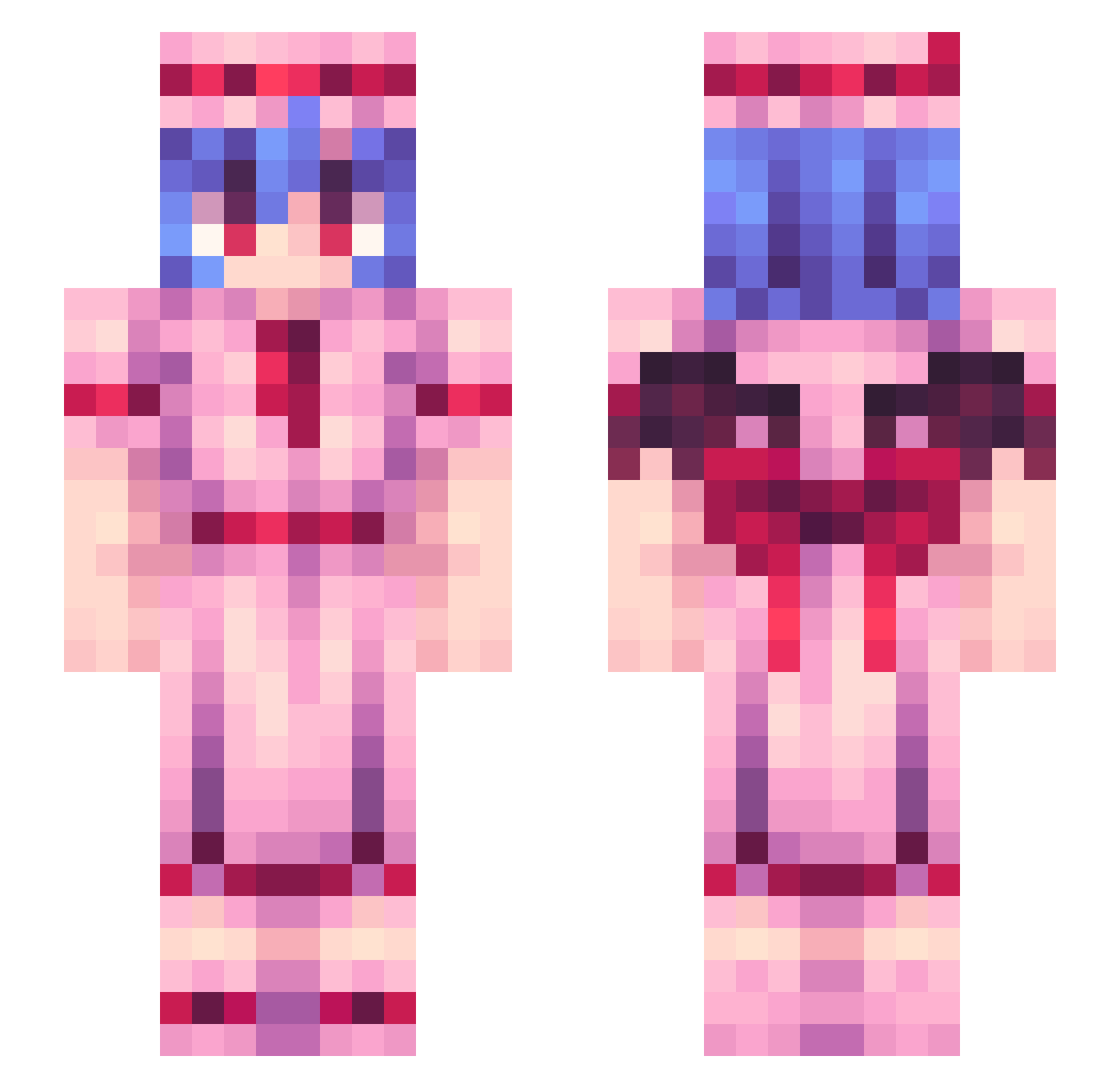 Leeraptor Minecraft skin, front and back view