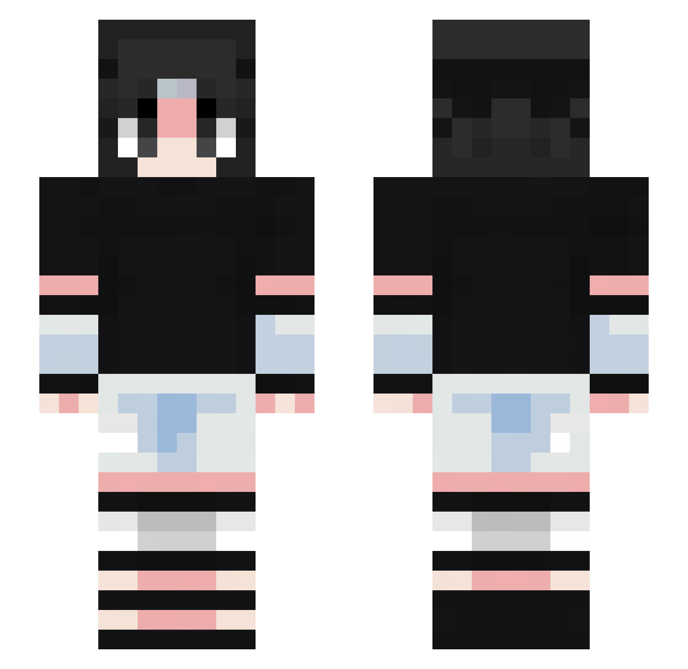 HaX___ Minecraft skin, front and back view