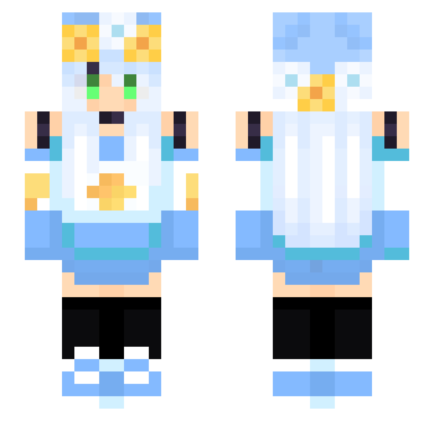 NarcissFox Minecraft skin, front and back view