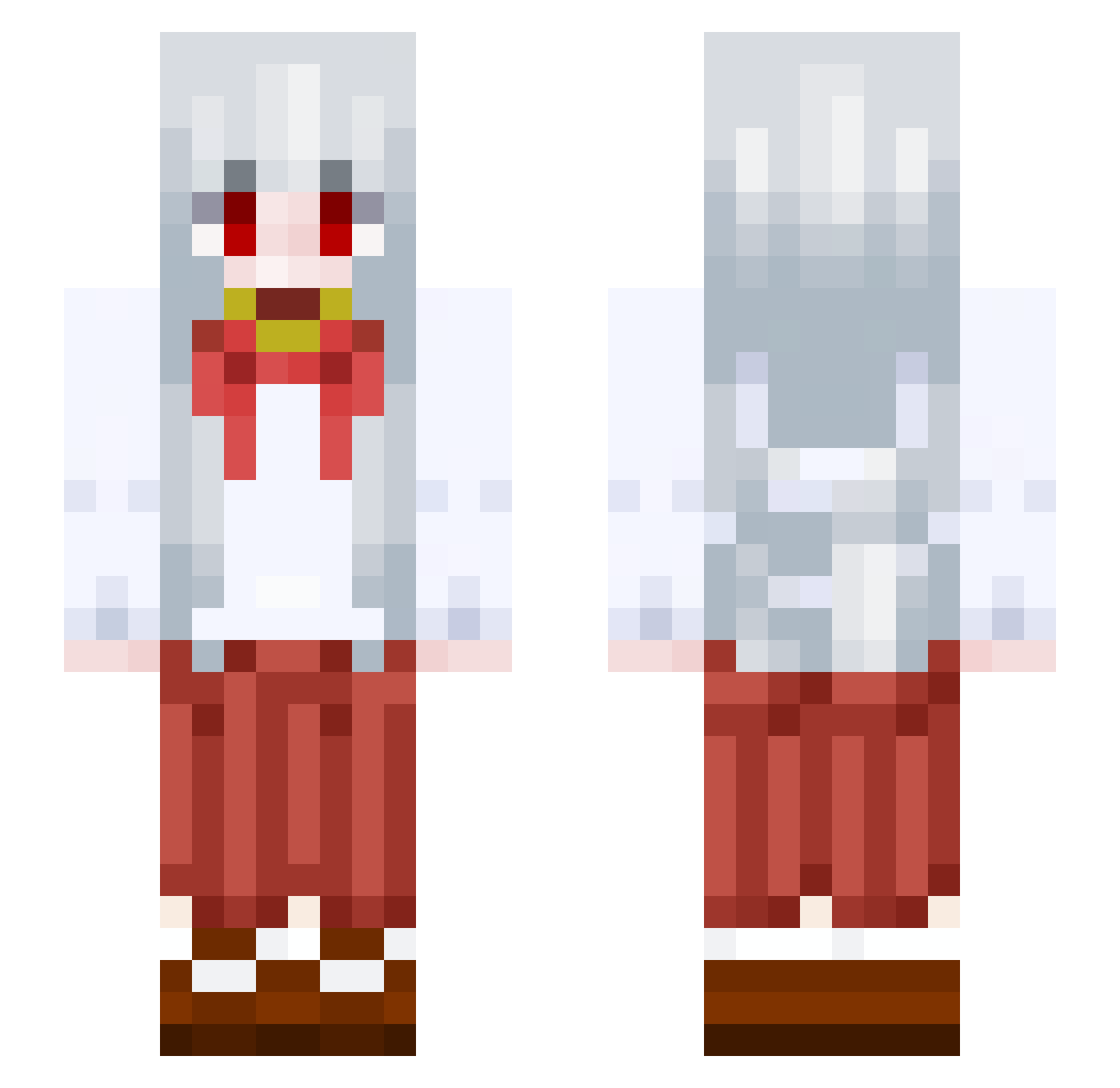 GoldenRaccooon Minecraft skin, front and back view