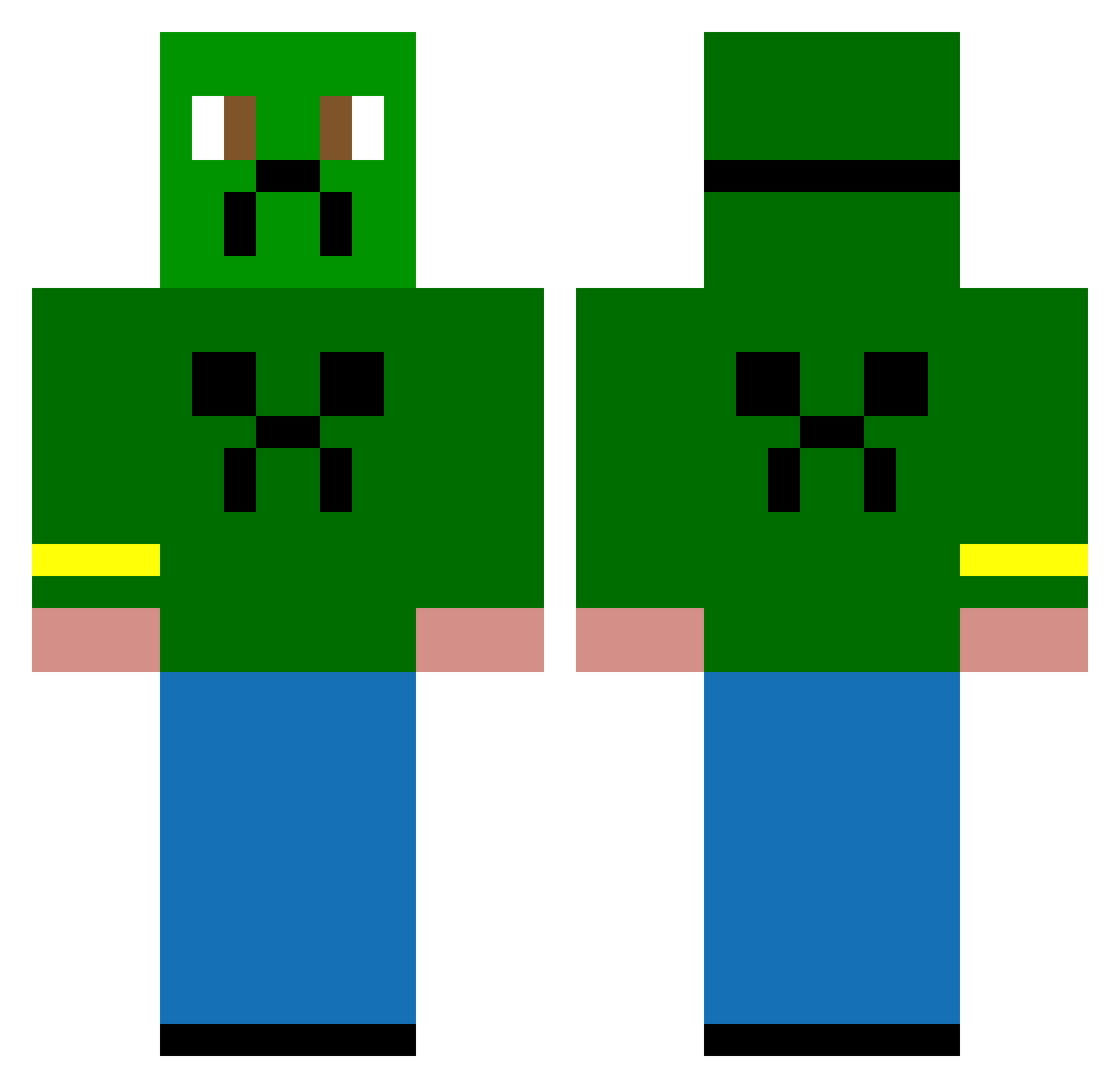 JewelEmerald123 Minecraft skin, front and back view