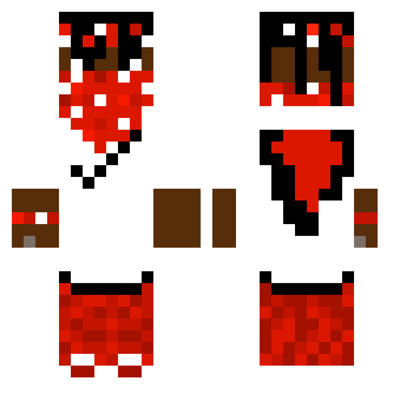 Wizbollifa Minecraft skin, front and back view