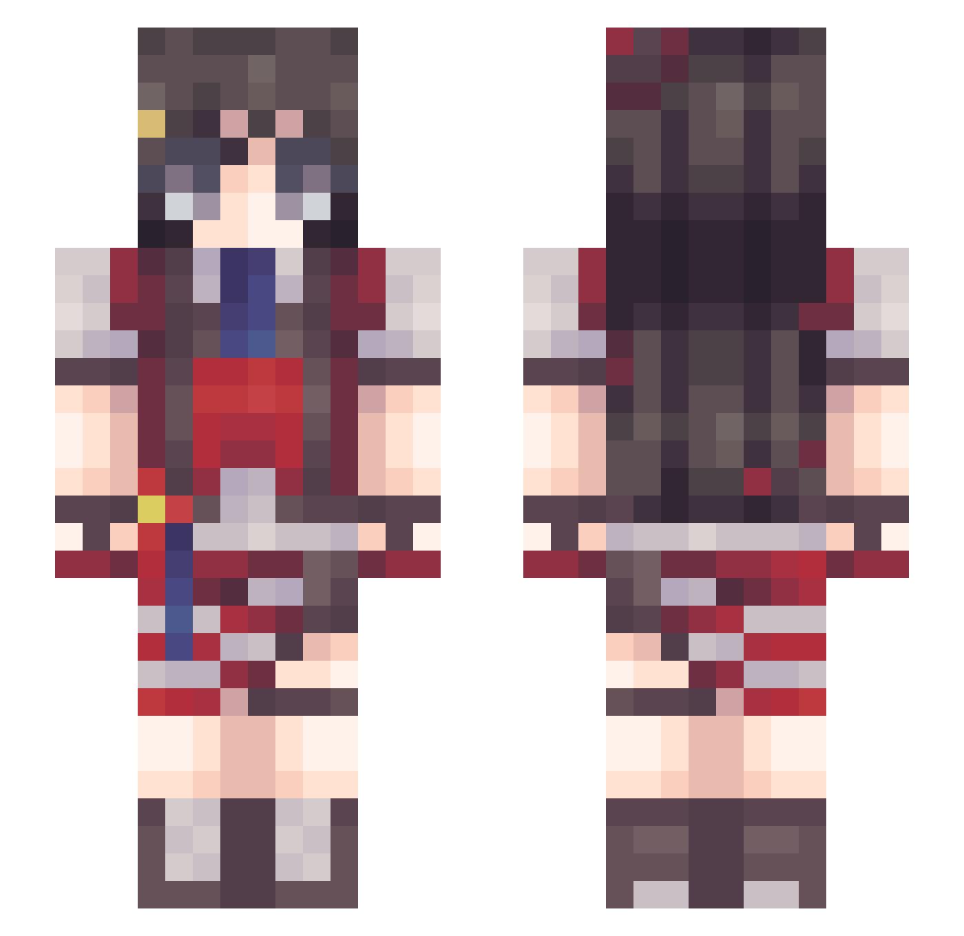 yukisetsuna0808 Minecraft skin, front and back view