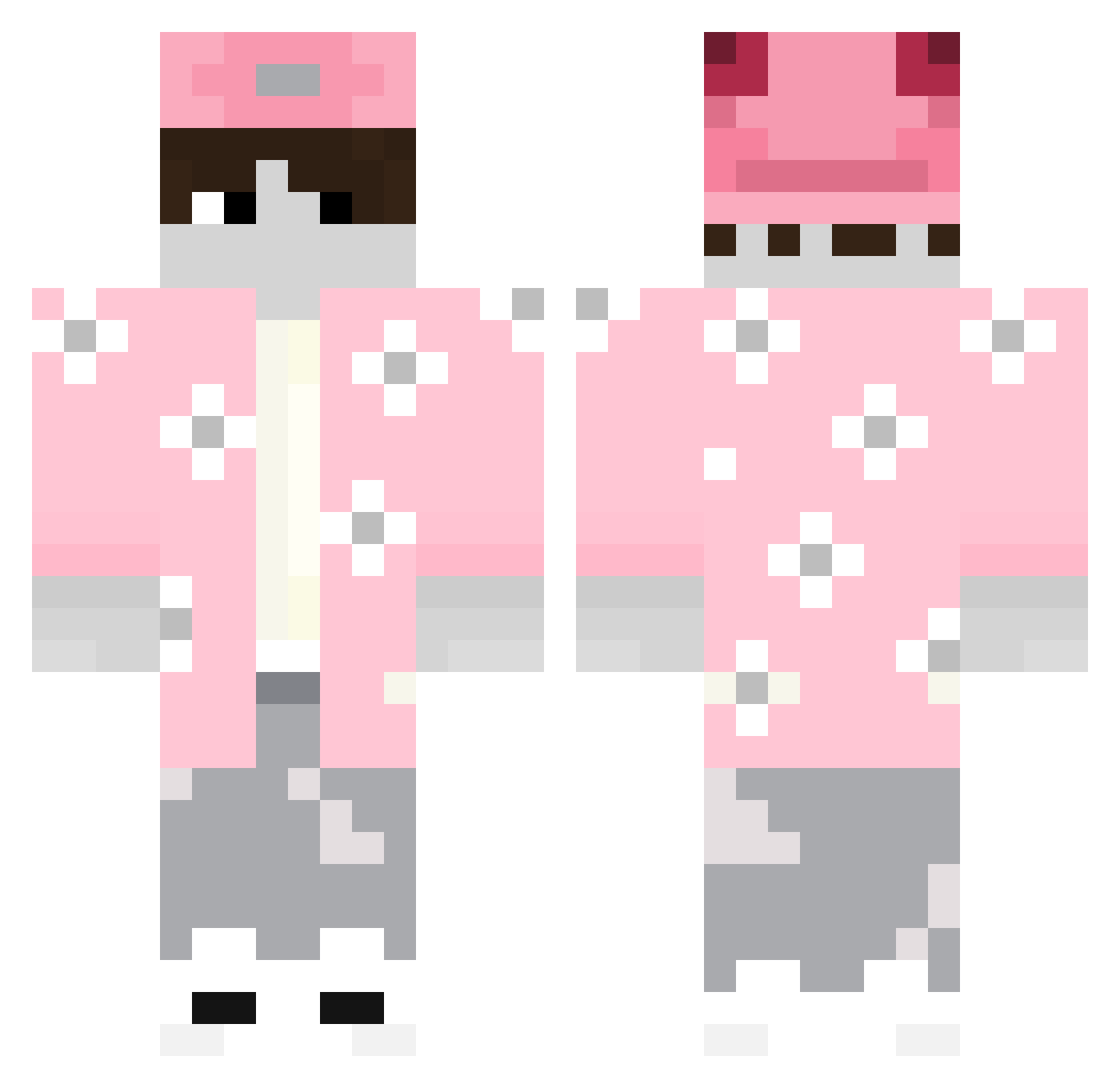 PlaceHclder Minecraft skin, front and back view