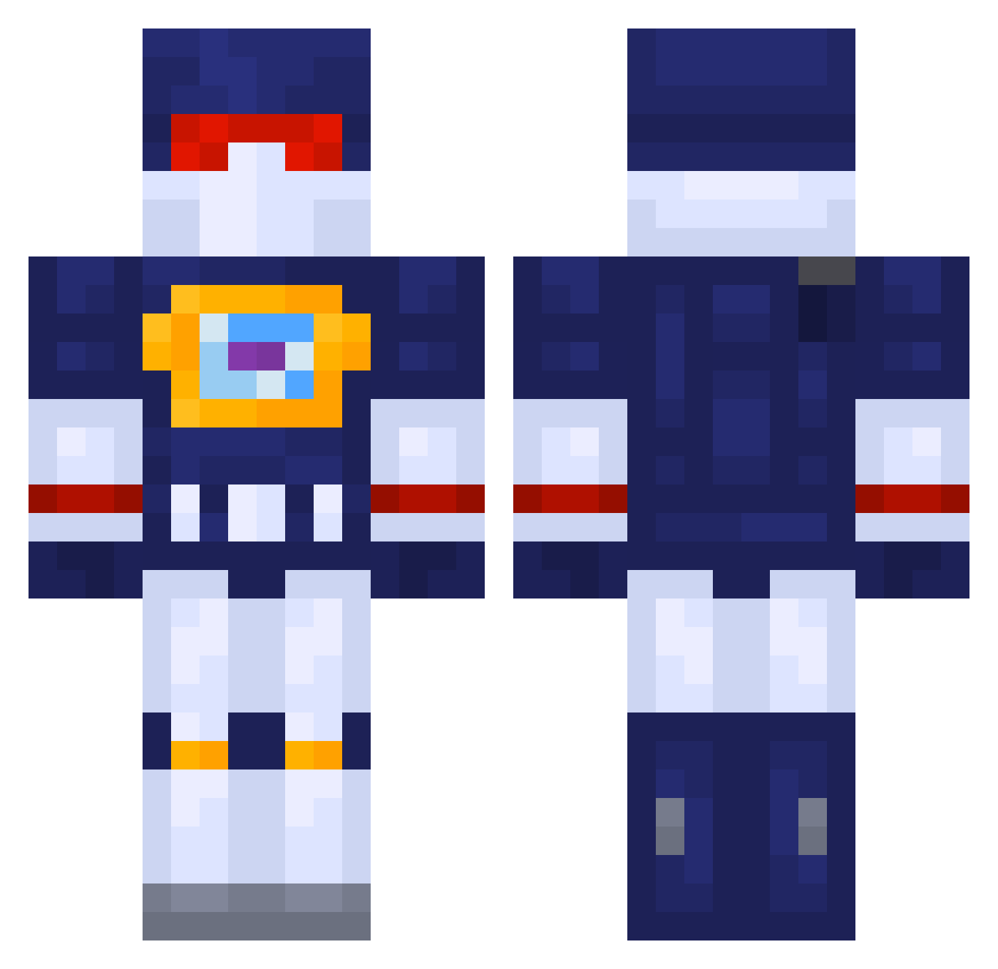 Arkhamknight12 Minecraft skin, front and back view