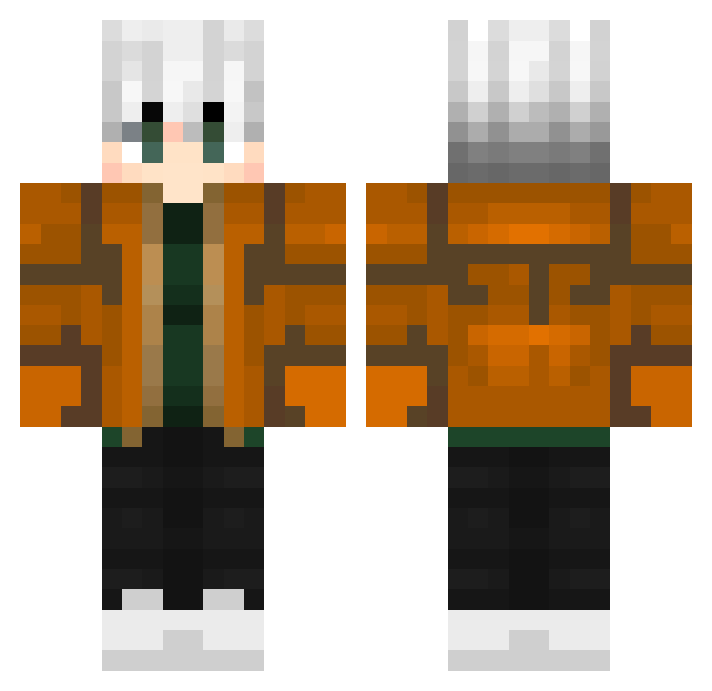 Prautoo Minecraft skin, front and back view