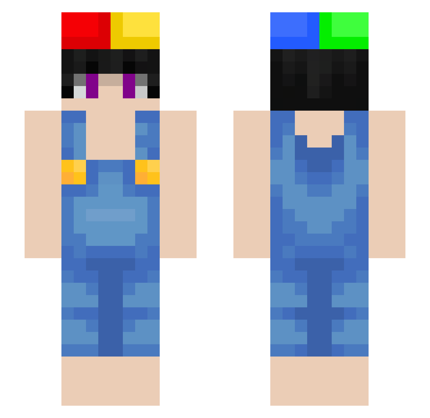Te7z Minecraft skin, front and back view