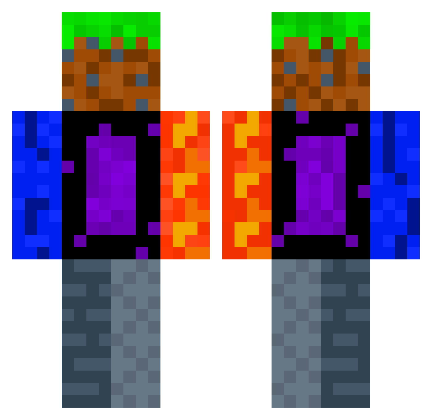 RPGMule16 Minecraft skin, front and back view