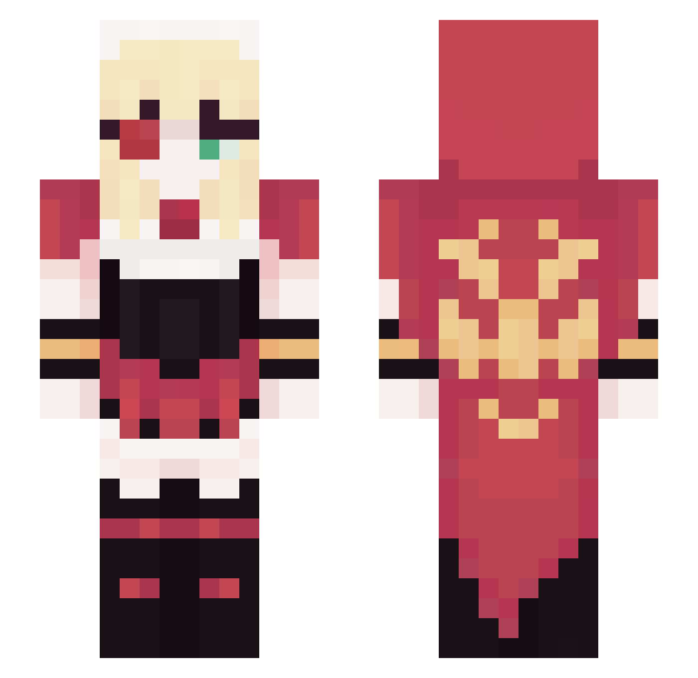 TisNot Minecraft skin, front and back view