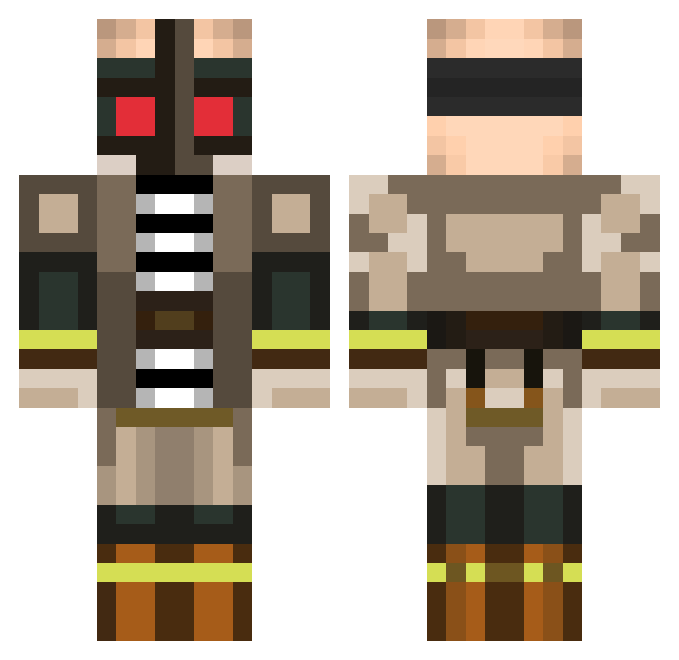 ___Copper___ Minecraft skin, front and back view