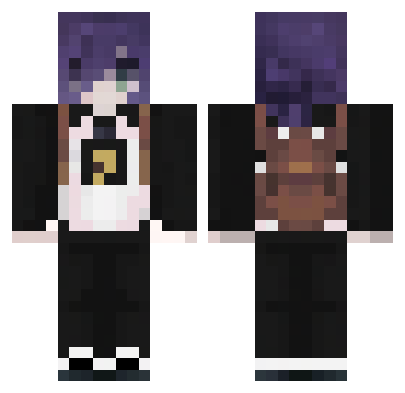 AoiUwU Minecraft skin, front and back view