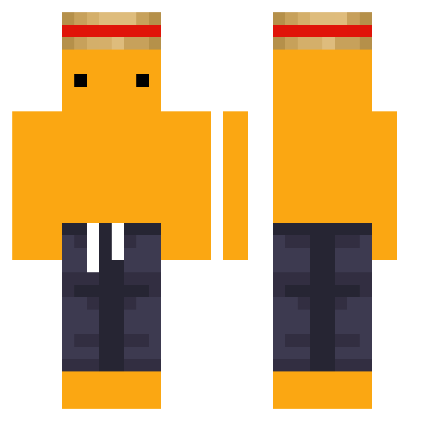 Pianosie Minecraft skin, front and back view