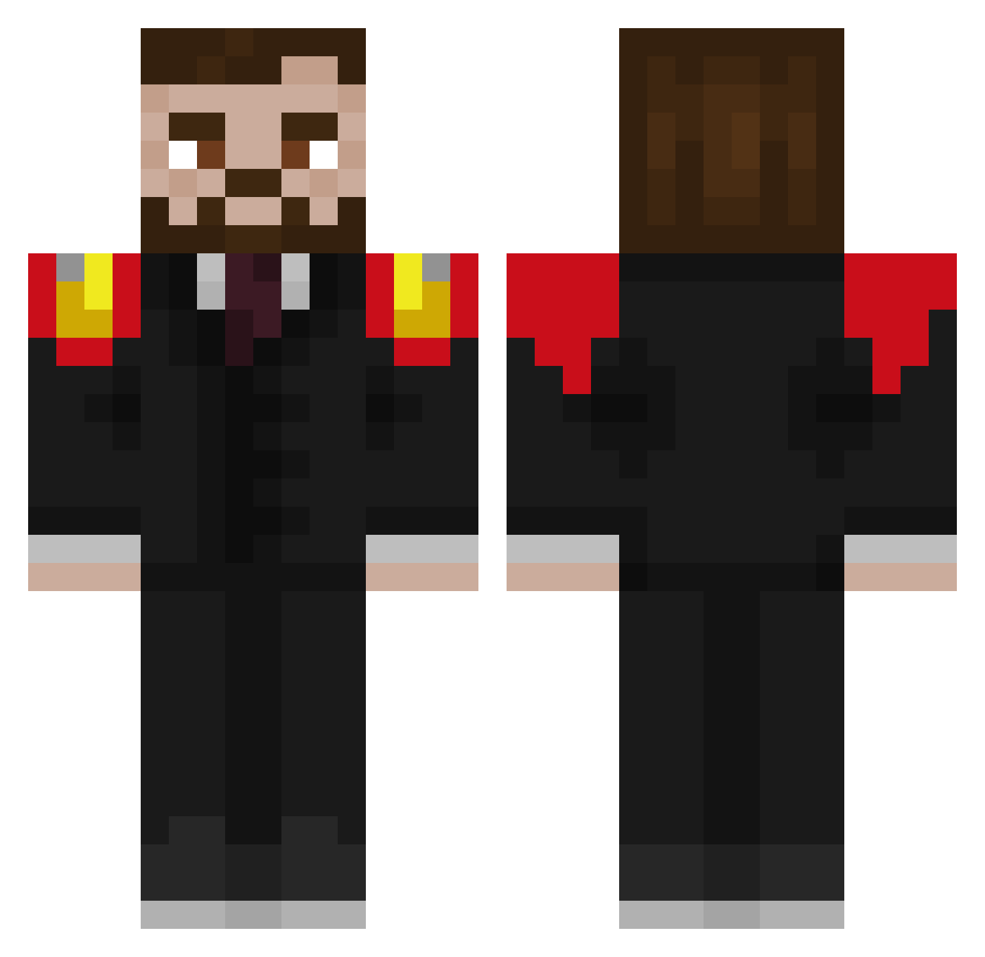 Rayzics Minecraft skin, front and back view
