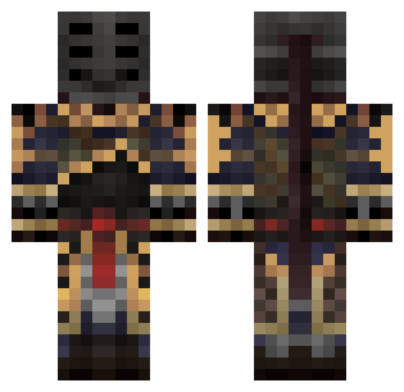 Demonophobia Minecraft skin, front and back view