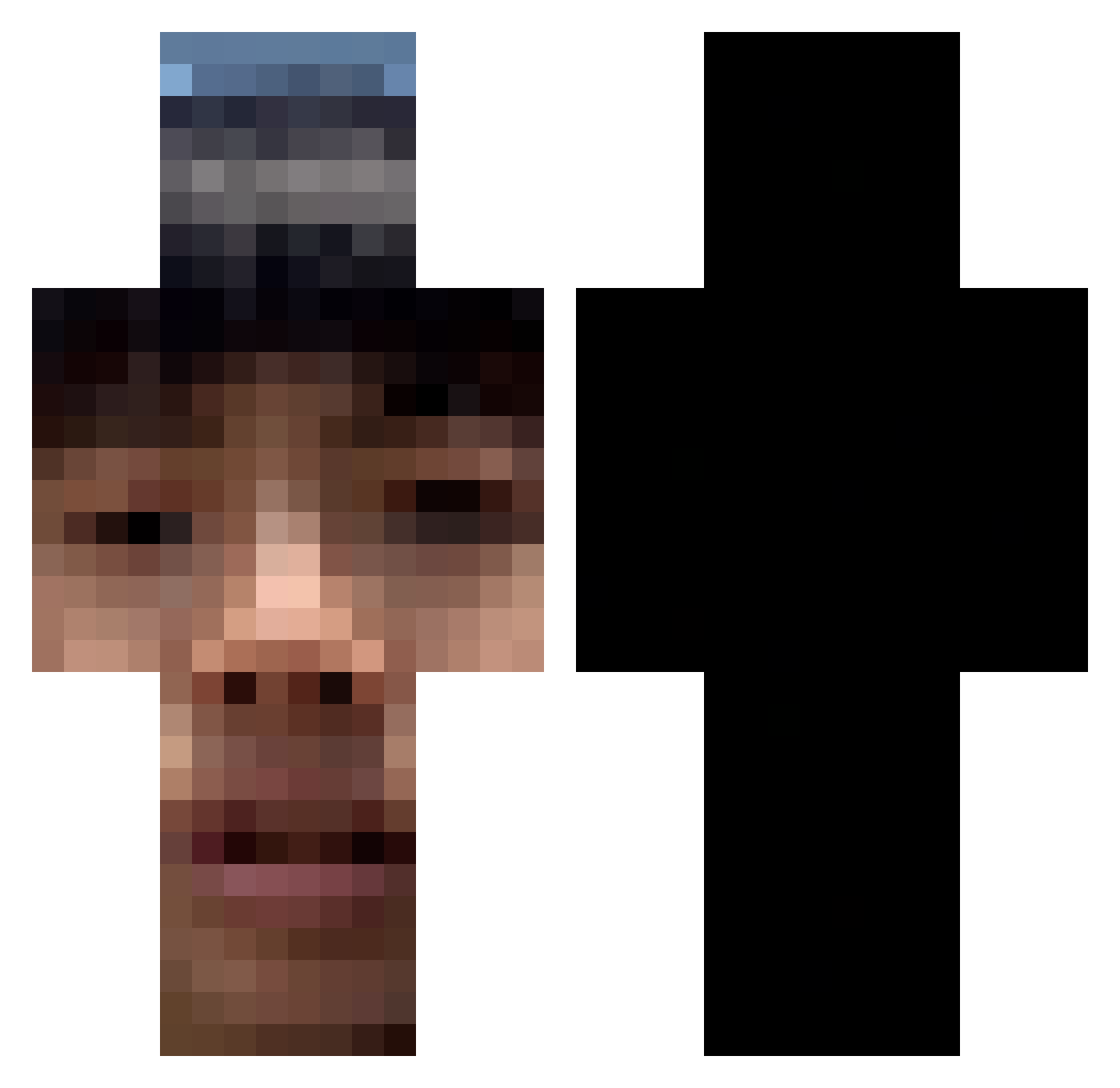 Squxalo Minecraft skin, front and back view