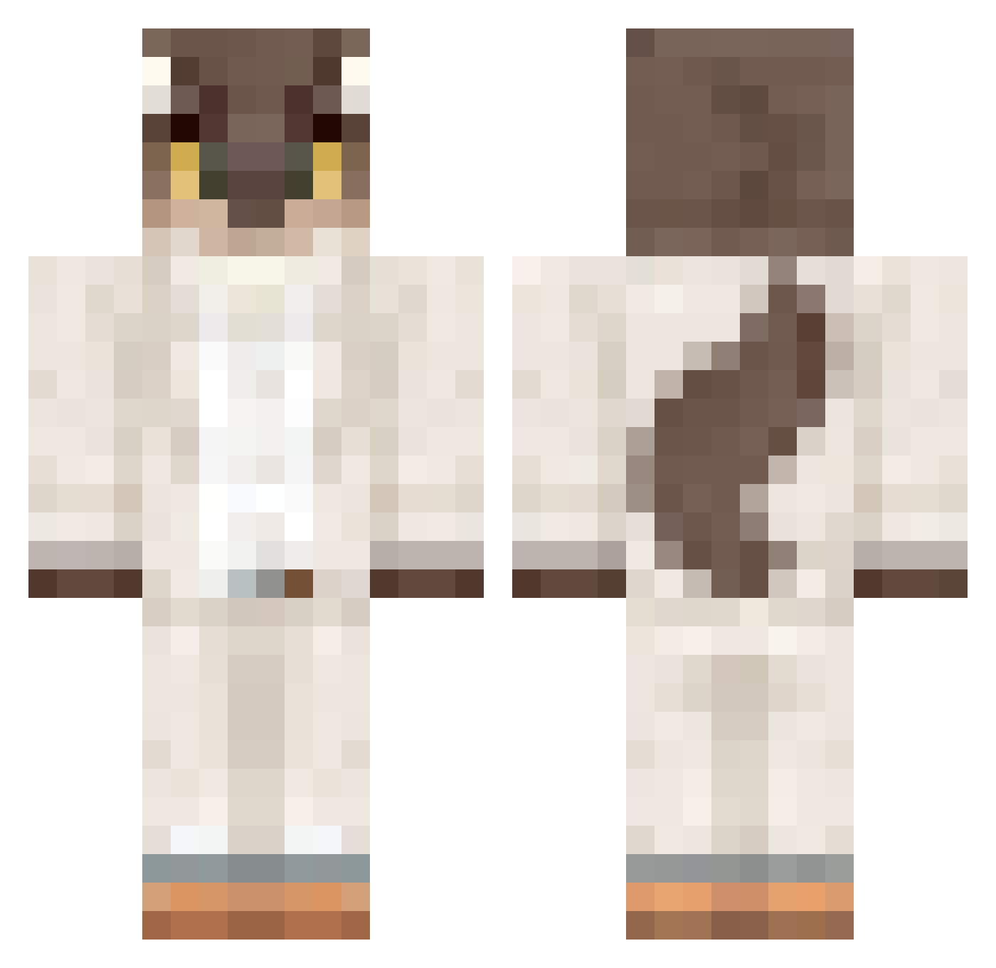 FoxiBiKi Minecraft skin, front and back view