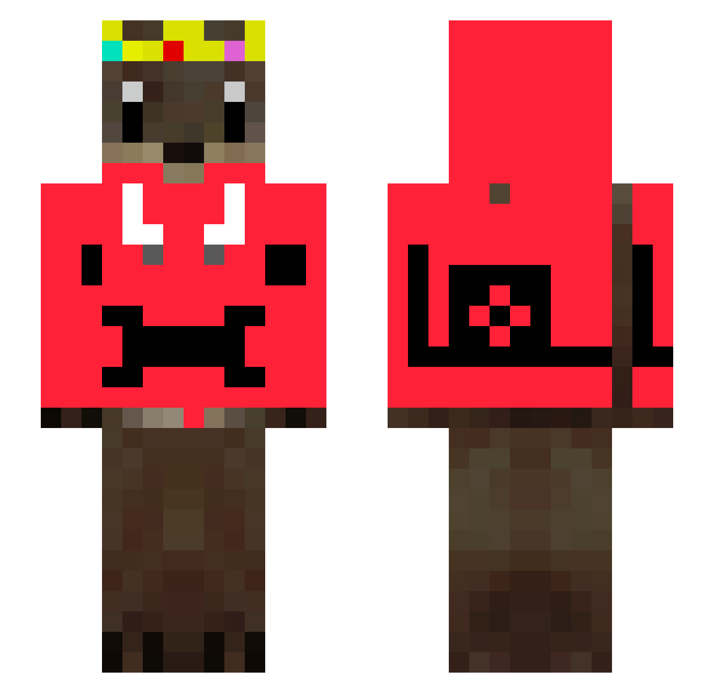 Touk629 Minecraft skin, front and back view