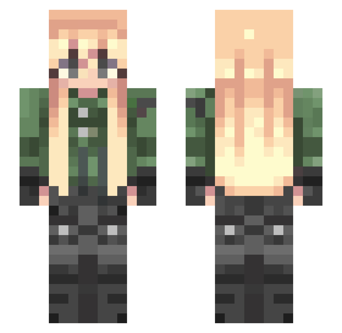 Dammervng Minecraft skin, front and back view