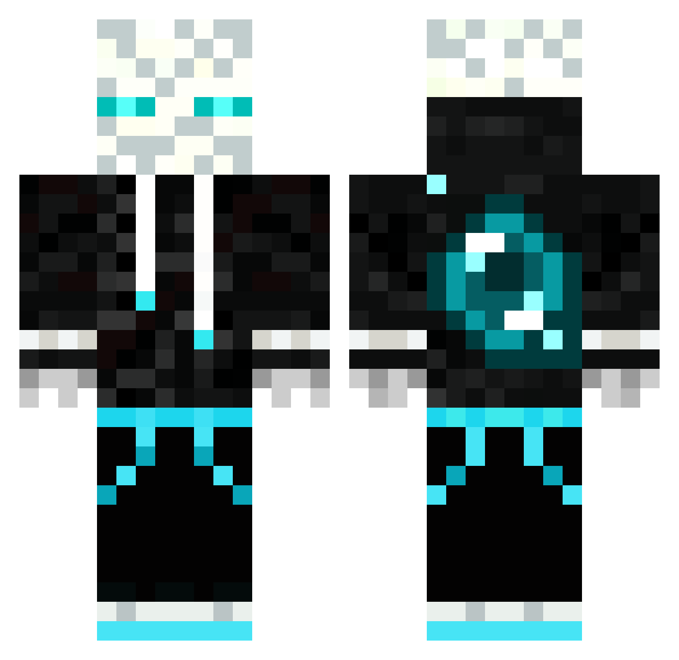 VertickeHash Minecraft skin, front and back view