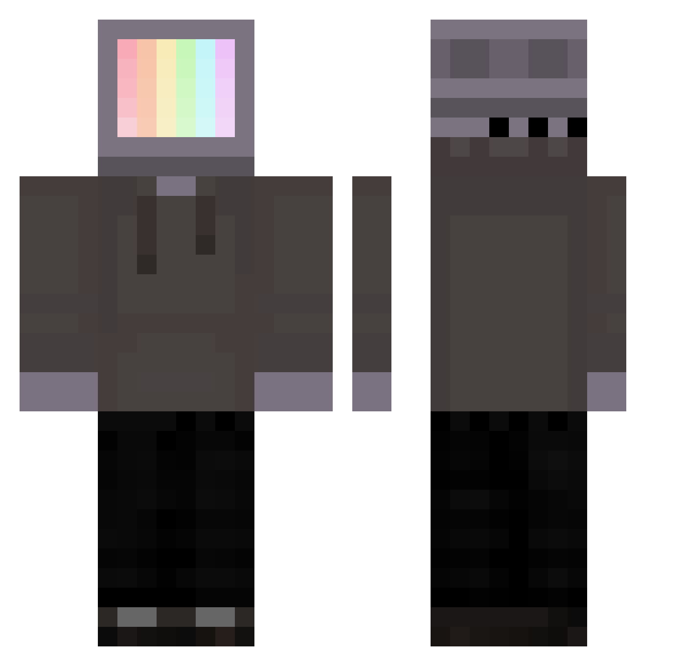 Cr3at1veNam3 Minecraft skin, front and back view