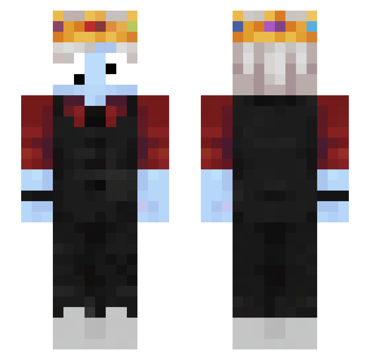 Piilot Minecraft skin, front and back view