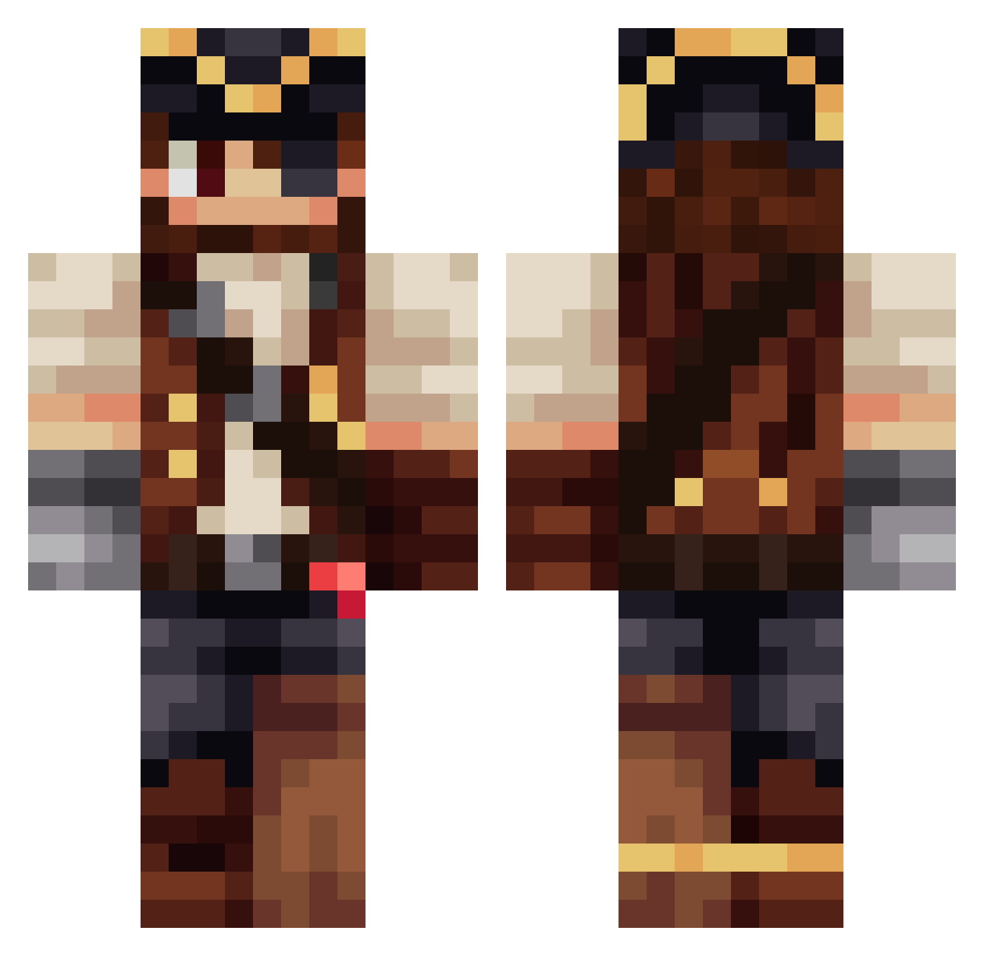 DinoJim Minecraft skin, front and back view