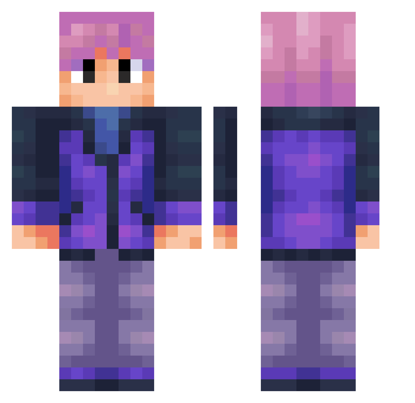 RqmenNoodlez Minecraft skin, front and back view