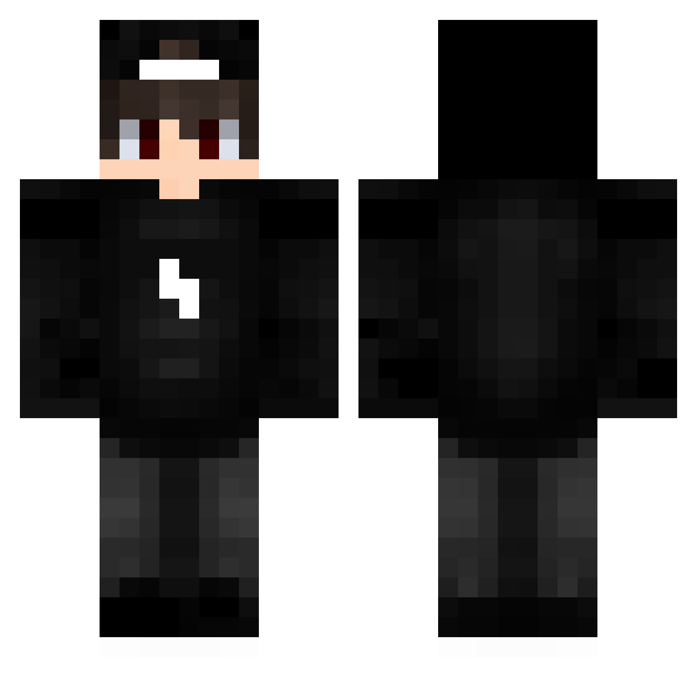 widowbroken Minecraft skin, front and back view