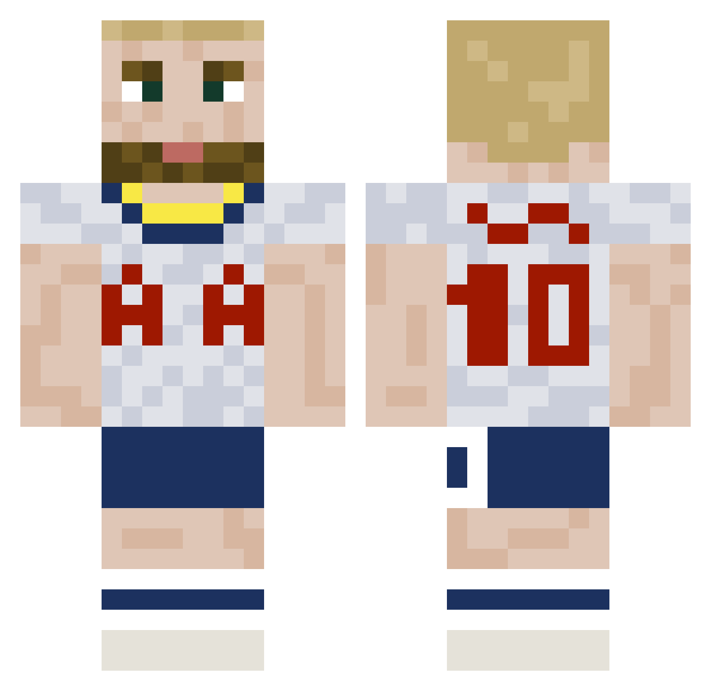 Hotdogmaster69 Minecraft skin, front and back view