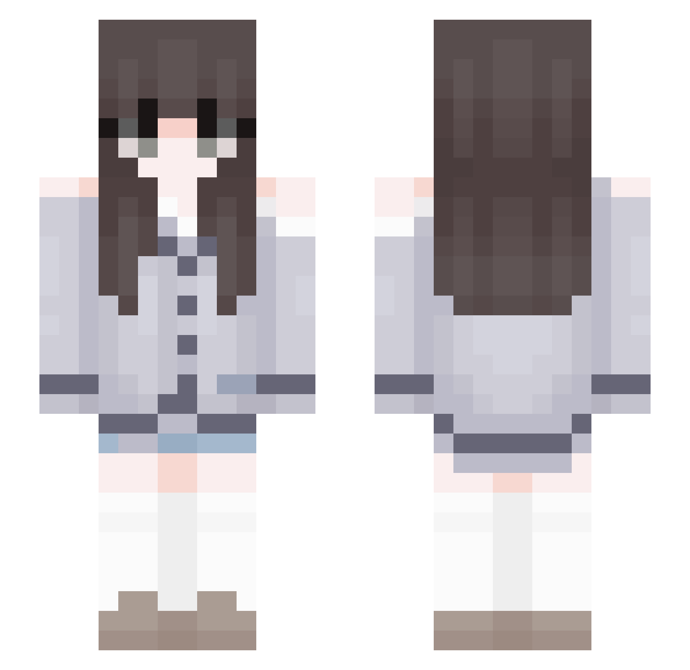 Pwnw Minecraft skin, front and back view