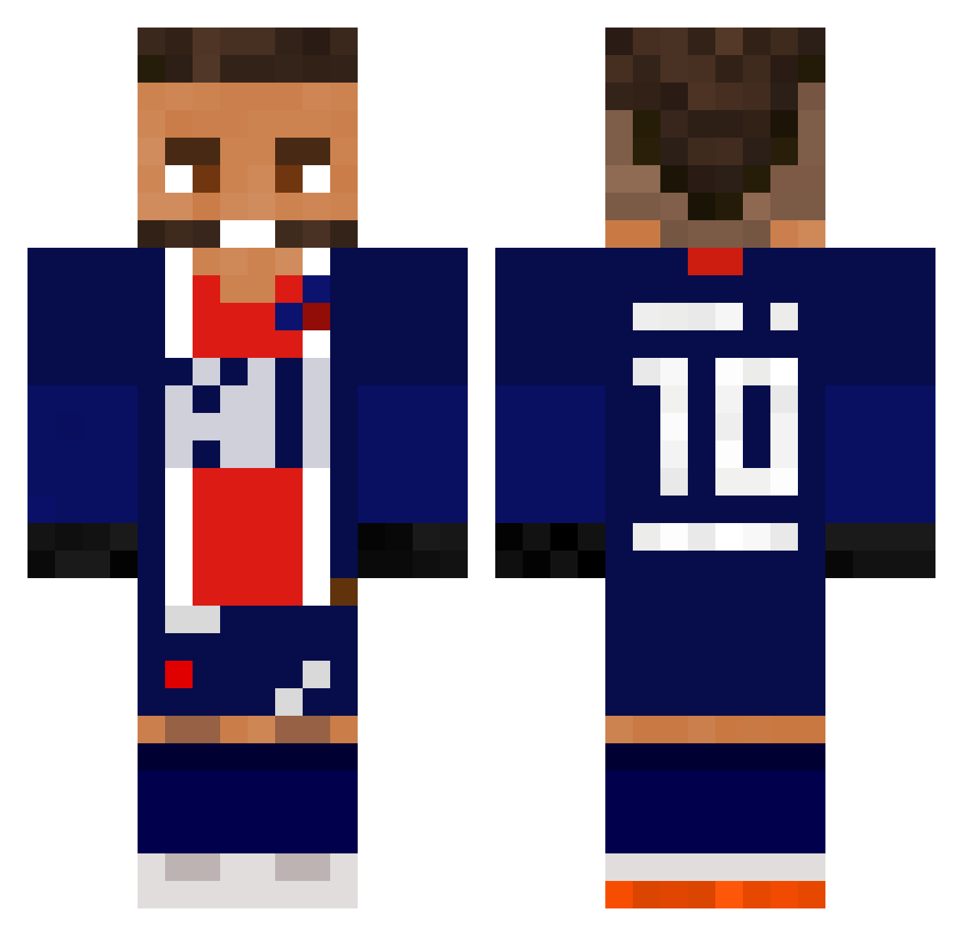 tekzSKRR Minecraft skin, front and back view