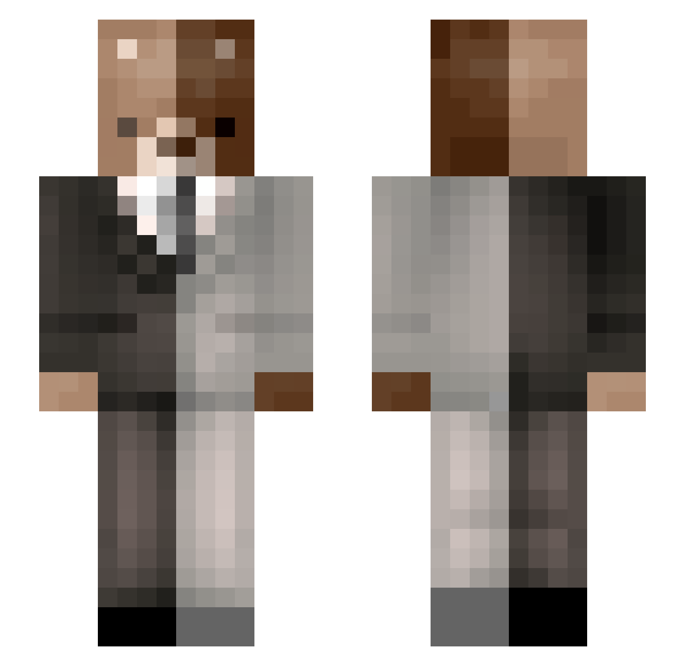 Zayduh Minecraft skin, front and back view