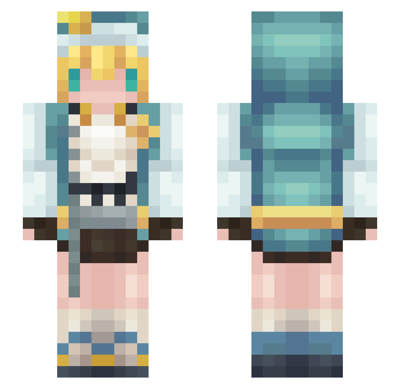 KnowsYouByName Minecraft skin, front and back view
