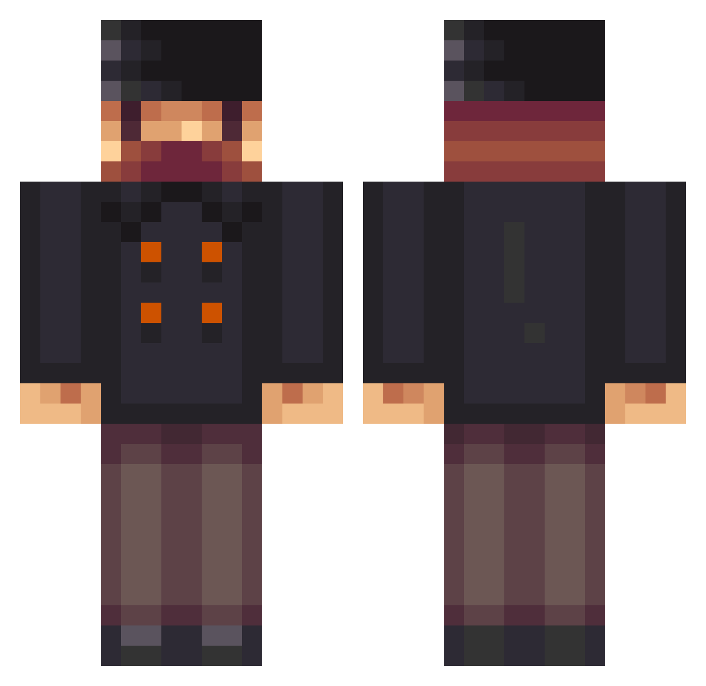 Ailup Minecraft skin, front and back view