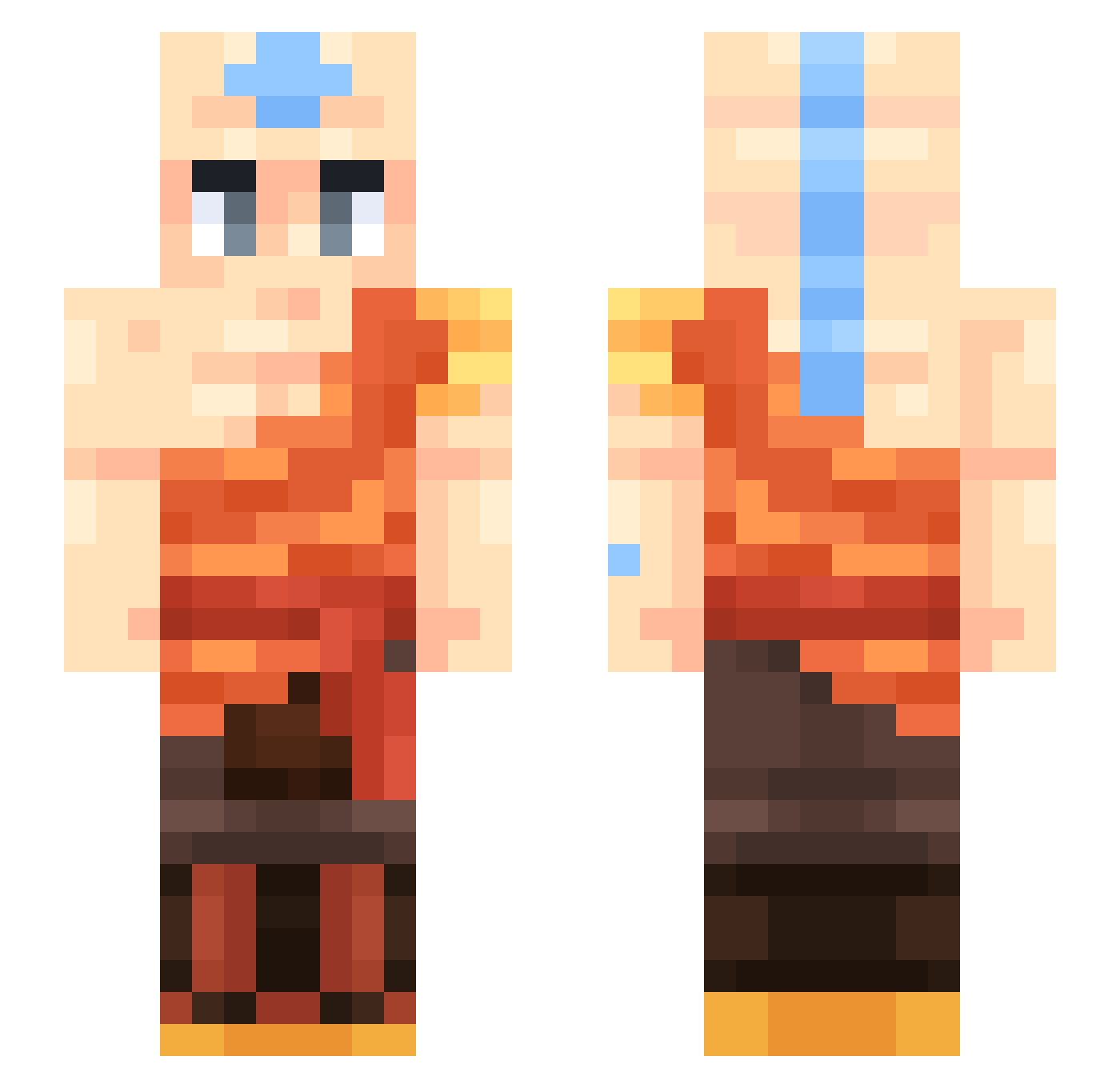 PatienceOG Minecraft skin, front and back view