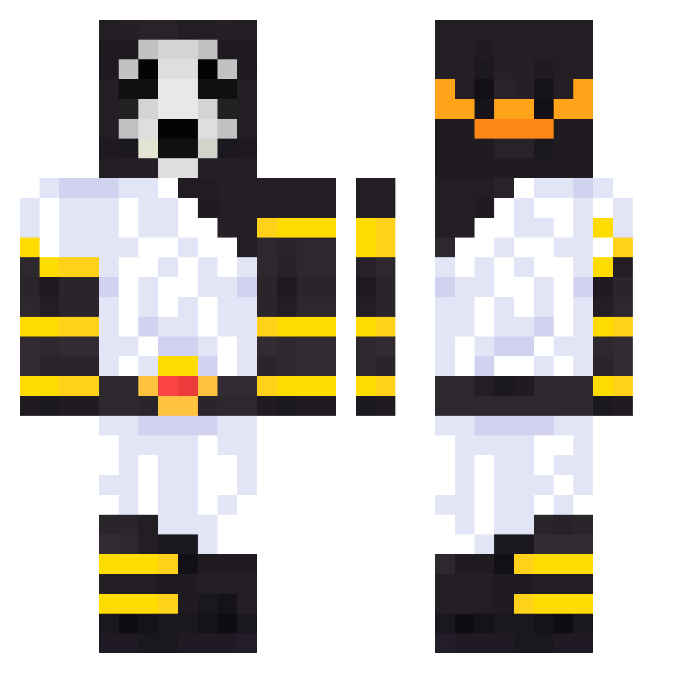 Dxrusii Minecraft skin, front and back view