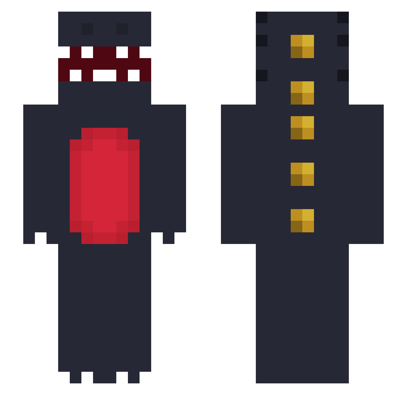 hesoru Minecraft skin, front and back view