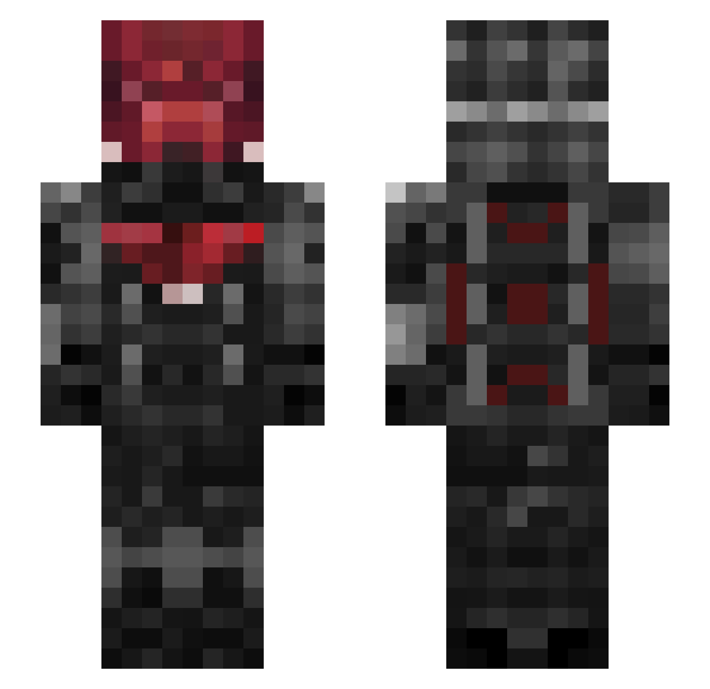 ArkhamKnights Minecraft skin, front and back view