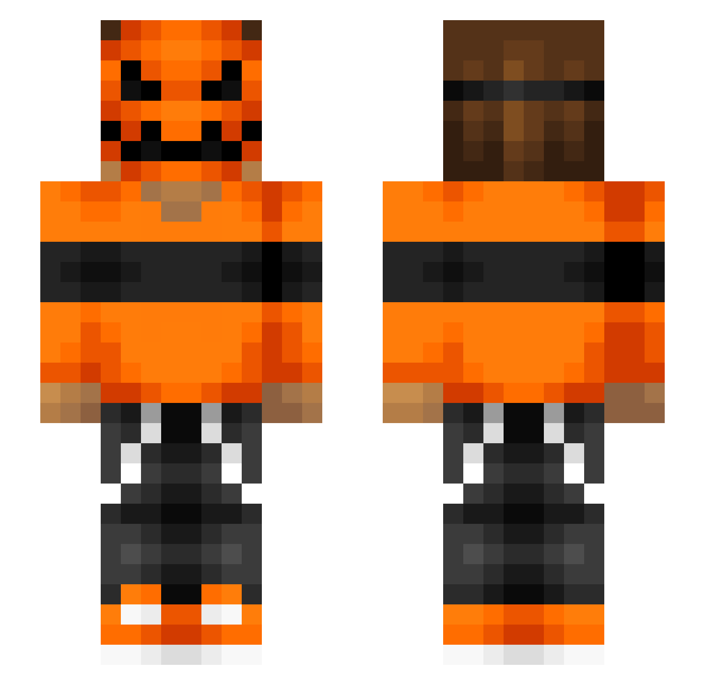 Biodynamical Minecraft skin, front and back view