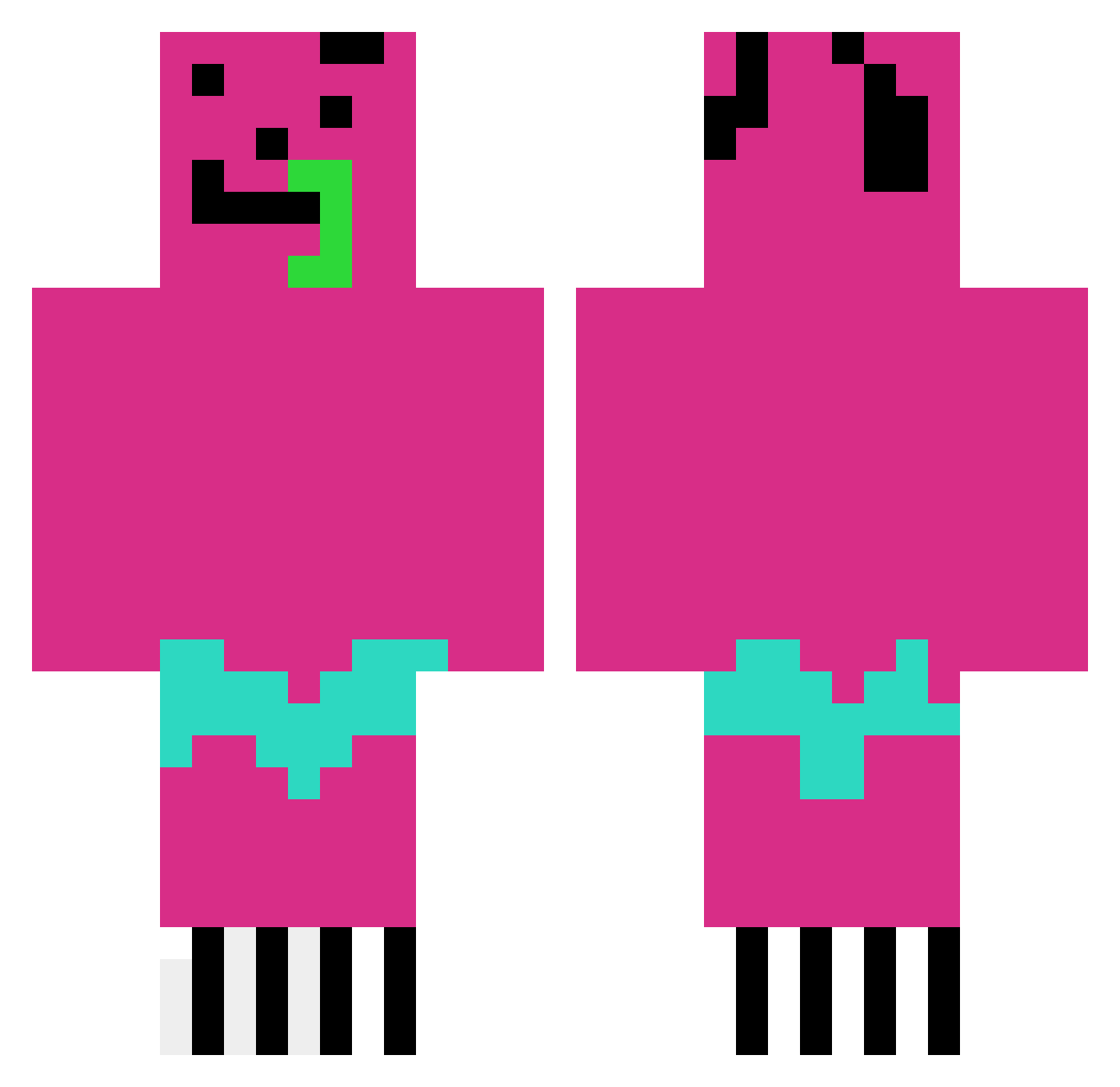 shnoofgoof Minecraft skin, front and back view