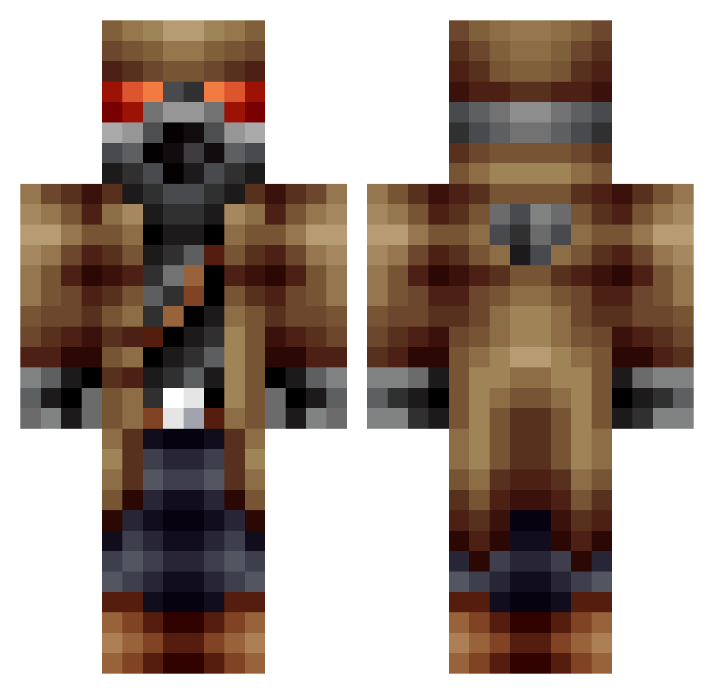Pisico Minecraft skin, front and back view
