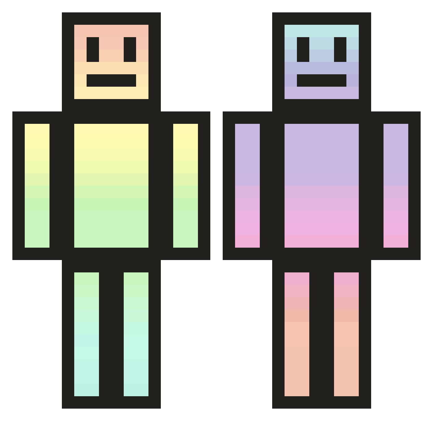 TrueNegary Minecraft skin, front and back view