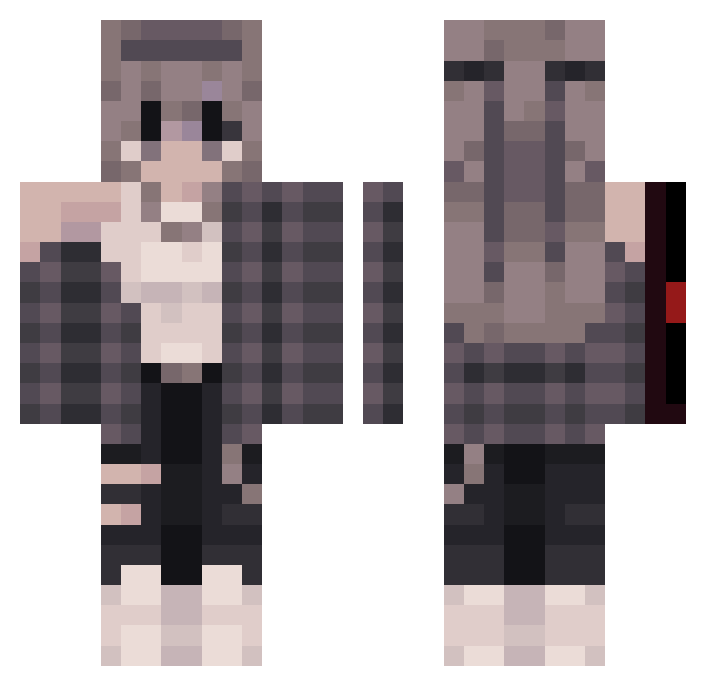 Dorakkuuu Minecraft skin, front and back view