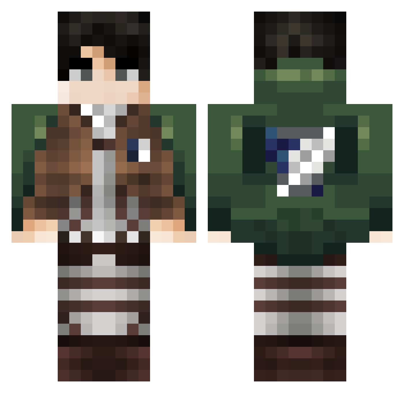 Jitterclicken Minecraft skin, front and back view