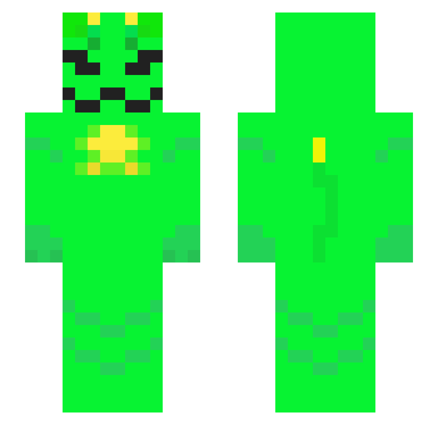 Nuuxed Minecraft skin, front and back view