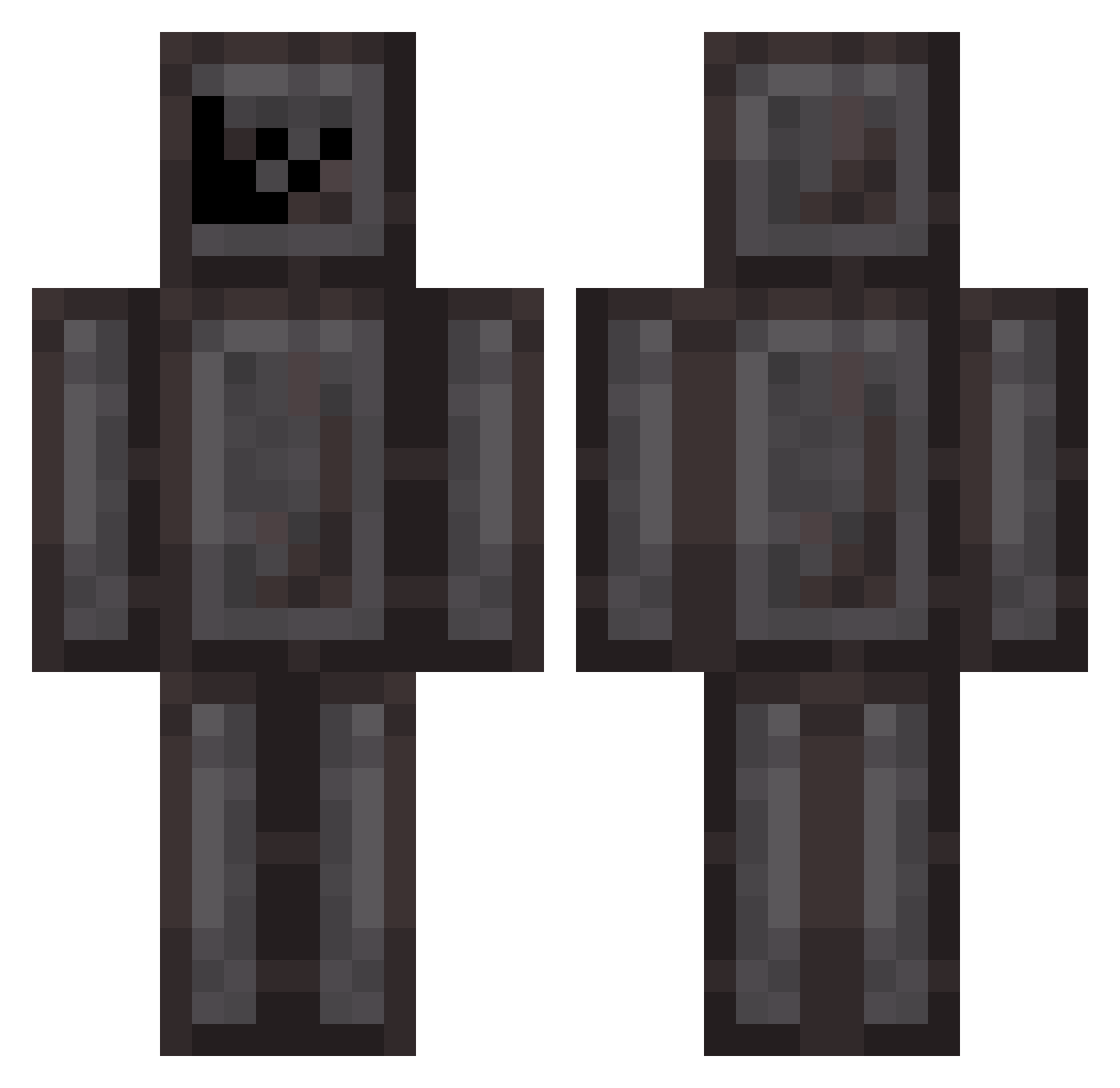 Evorti Minecraft skin, front and back view