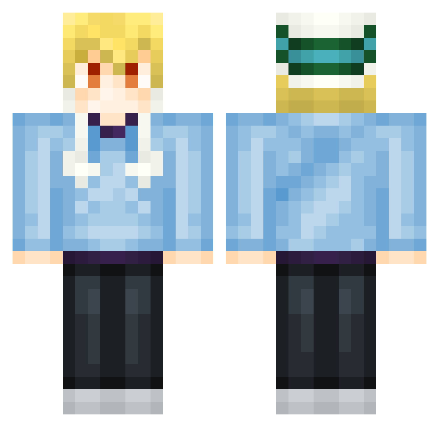YukineyGOD Minecraft skin, front and back view